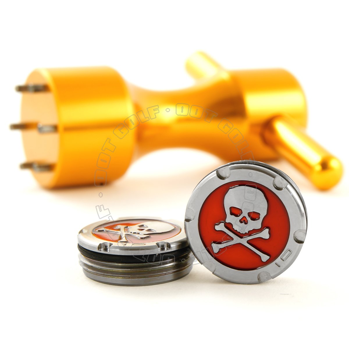 19th Hole Custom Shop 2 of 10g Deluxe Tour Style Weights for Scotty Cameron Putters + Wrench, Skull, Red (Gold)