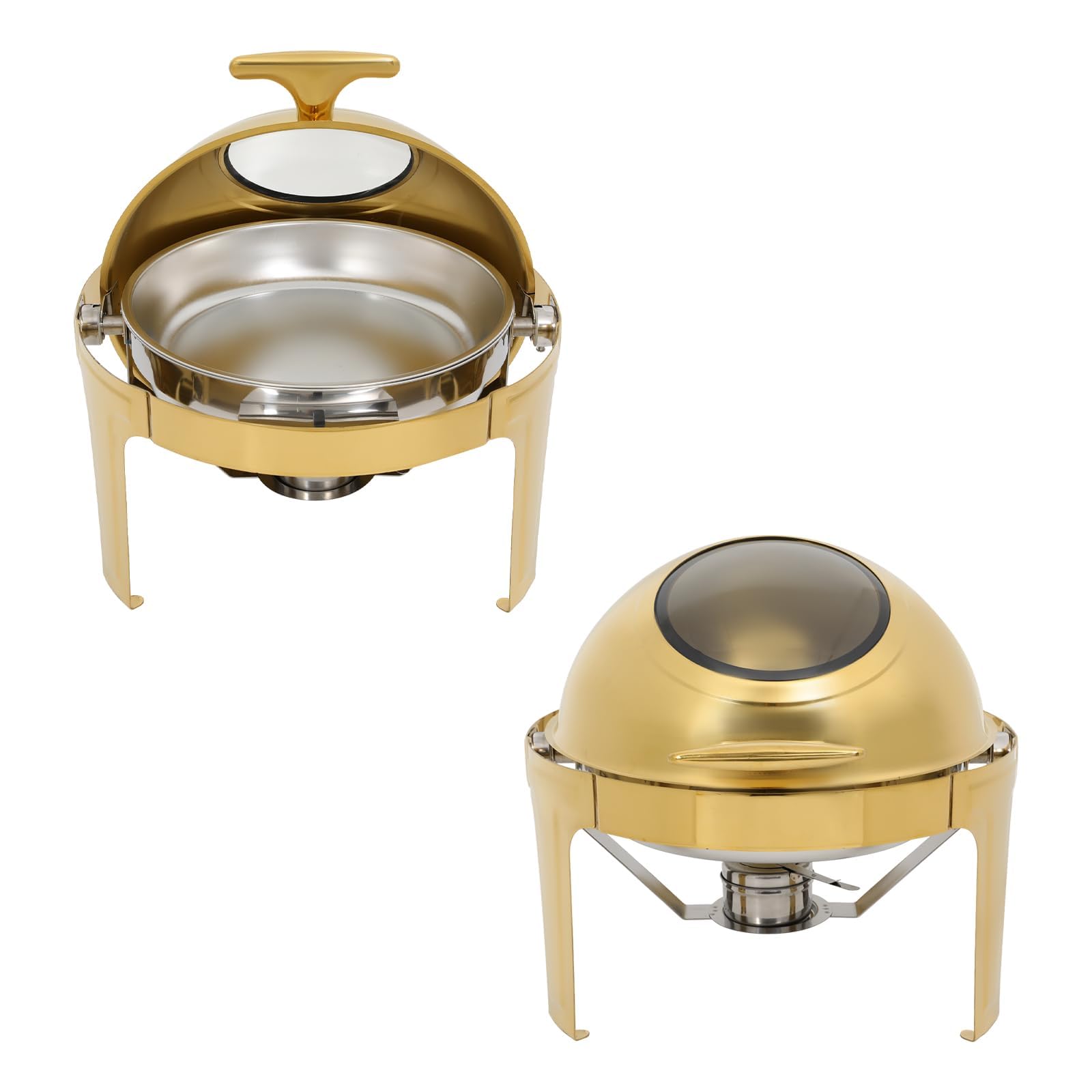 JKJZSALJ Roll Top Chafing Dish Buffet Set, 6.3 Qt Stainless Steel Warmer, 3-Piece Food & Water Pan Set For Wedding Banquet, Heavy Duty 66.14 Lbs Load Capacity,2