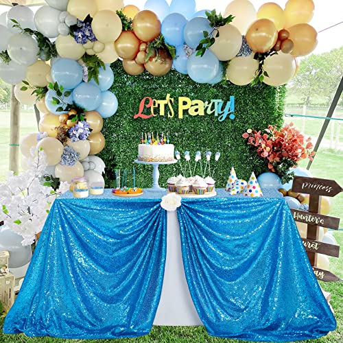 Sequin Tablecloths 50x102 Inch Aqua Blue Sparkly Table Overlay Table Decor for Baby Shower Party Birthday Wedding Dinner Meeting Events - Thumbnail 3