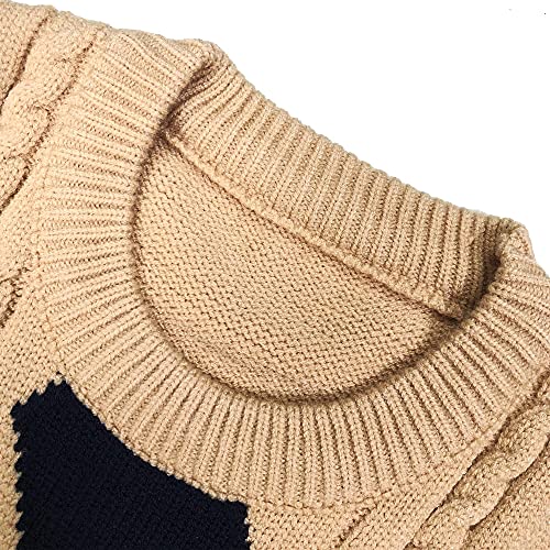 Mstoze Baby Knit Sweater Vest Round-Neck Sleeveless Plaid Pullover For Size 1-4T Toddler Boys & Girls Khaki #TOP3