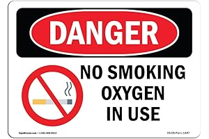 OSHA Danger Sign - No Smoking Oxygen in Use | Decal |...