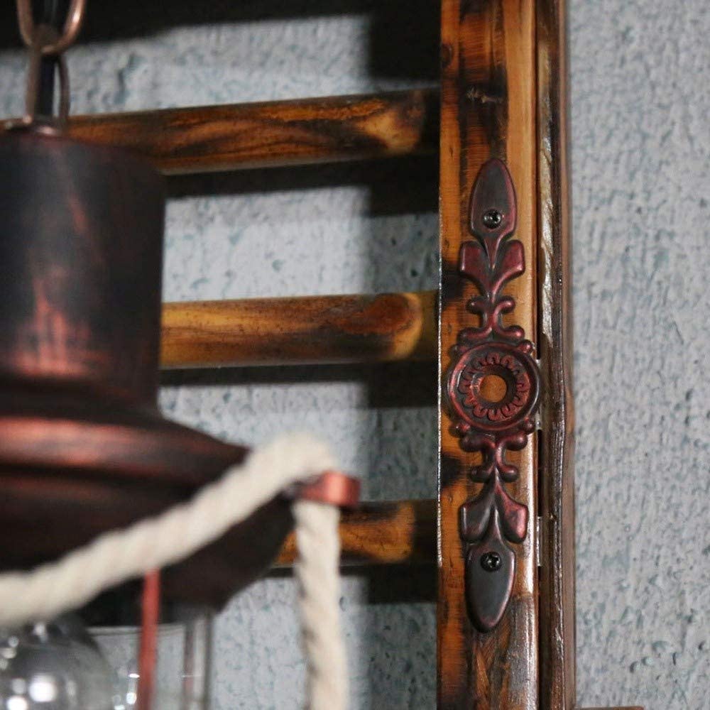 Rustykalny kinkiet drewniany w stylu industrialnym vintage z przezroczystym szklanym kloszem i liną konopną, idealna do korytarzy, barów, kawiarni i restauracji, z podstawą E27.