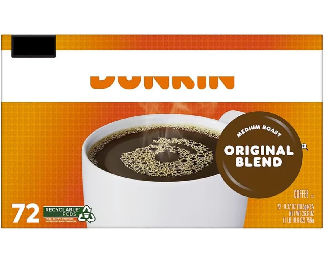 Dunkn. Donuts Original Blend Coffee K-Cup Pods, Medium Roast, 72ct, Pack of 1