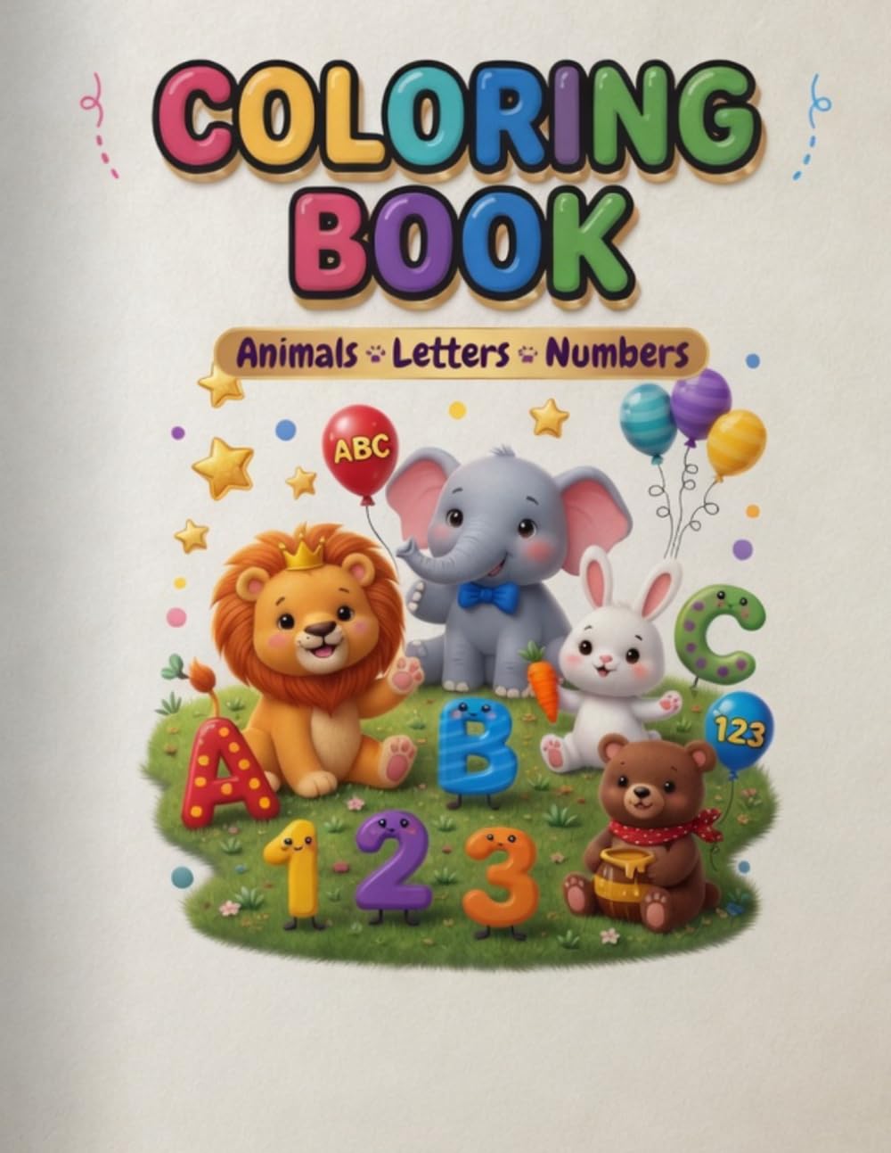 Coloring Book for Kids: Fun Animals, Alphabet & Numbers | Educational Activity Book for Toddlers Ages 3–6 | Learn ABC & 123 While Coloring