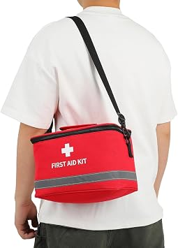 DOITOOL Portable First Aid Bag Empty Medical Storage Bag Red Shoulder Medicine Pouch First Aid Organizer for Camping Hiking Home Car Outdoor Travel