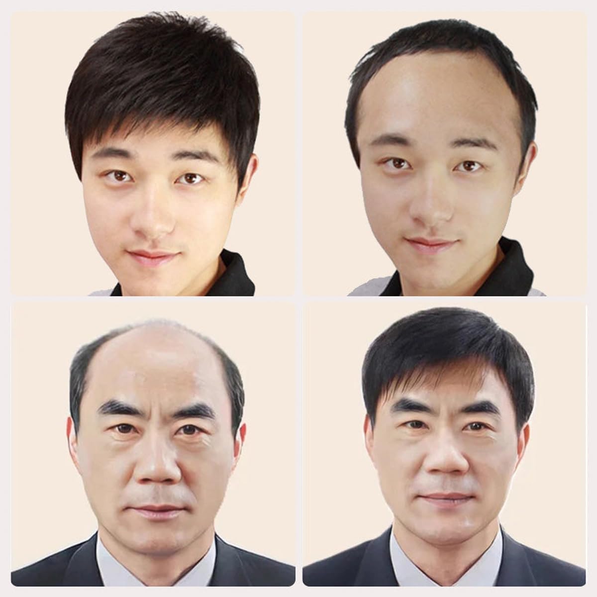 Men's Stretch Mesh Wigs Cover Gray Hair, Baldness, Bald Heads, Black (Hand Weaving)