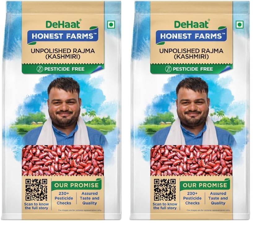 Image of DeHaat Honest Farms Pesticide Free Unpolished Rajma (Kashmiri) 500 GM (Pack of 2)