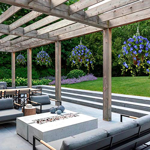 Hanging Basket With Artificial Vine Silk Petunias Flower For Outdoor/Indoor,Artificial Hanging Plant In Basket,Morning Glories Coconut Lining Basket Hanging Plant For Patio Lawn Garden Decor (Blue) #TOP2