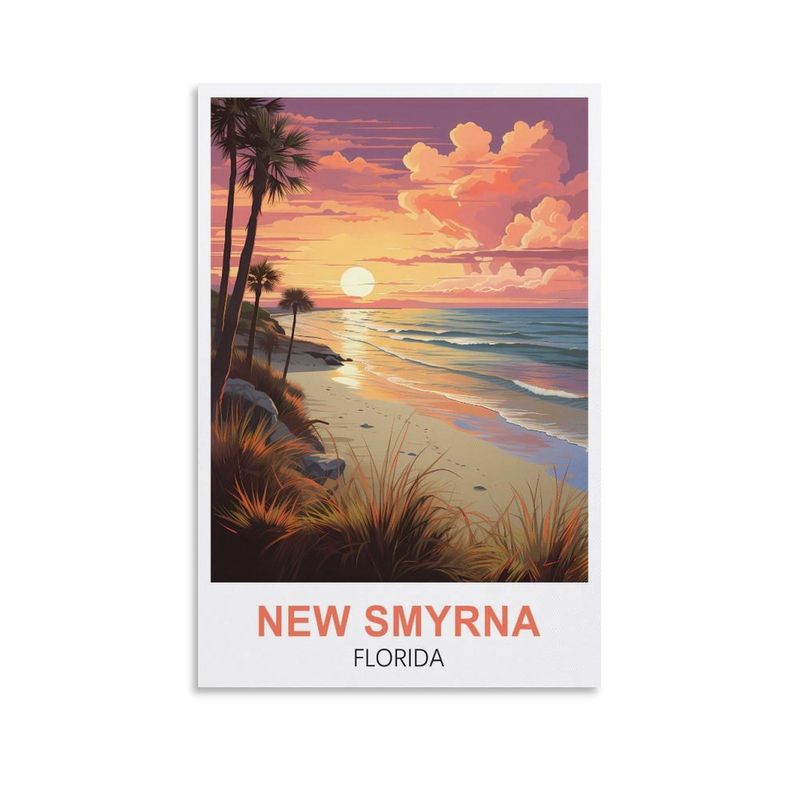 EZMLFA DIY Diamond Painting,New Smyrna Florida 5D Diamond Art DIY Cross Stitch Crystal Rhinestone Embroidery Pictures Craft for Home Wall 30x40cm