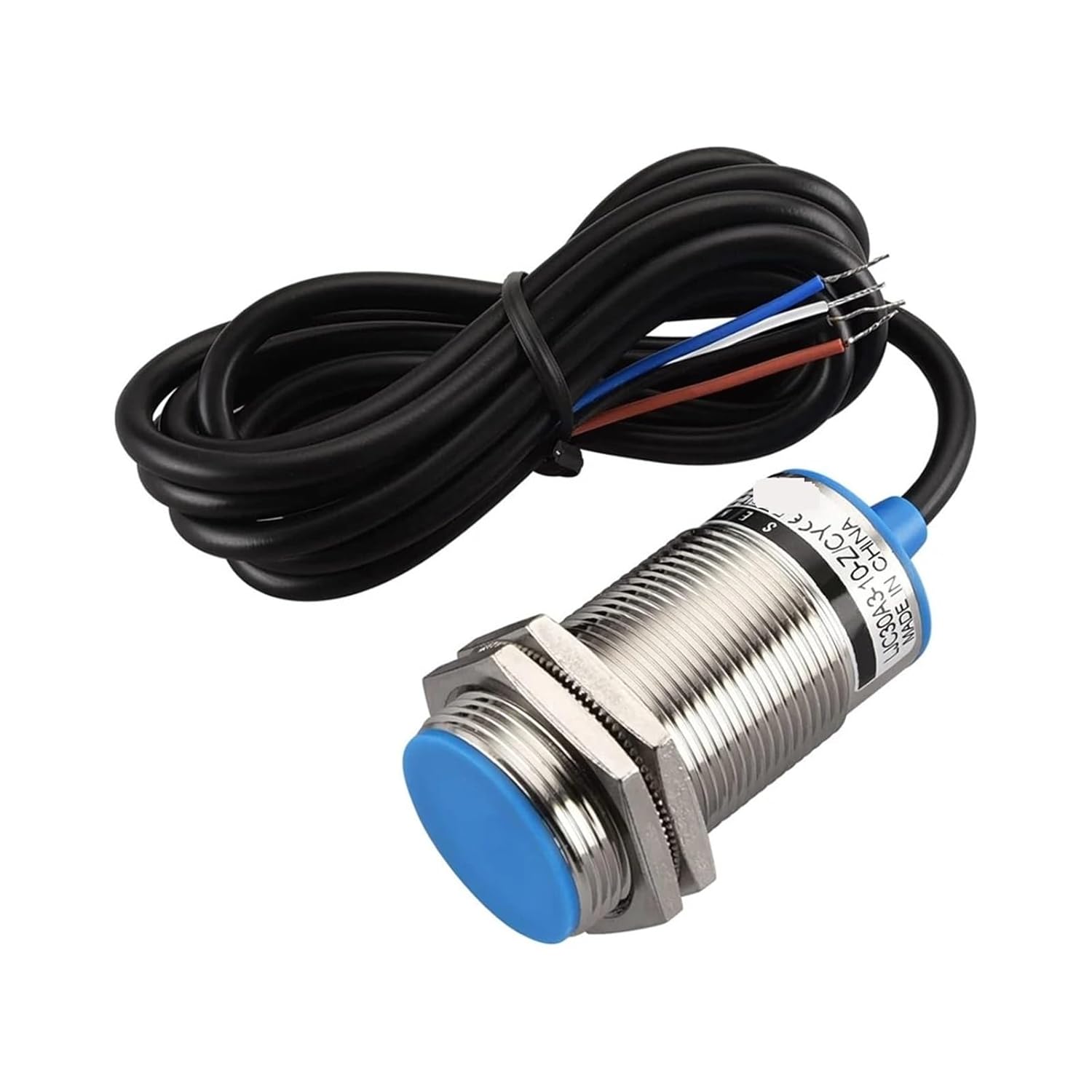 LJC30A3-10 M30 capacitive Proximity Sensor Switch 1-10mm Adjustable Sensing Distance Waterproof Proximity Sensor Switch NPN/PNP(PNP Output,NC)
