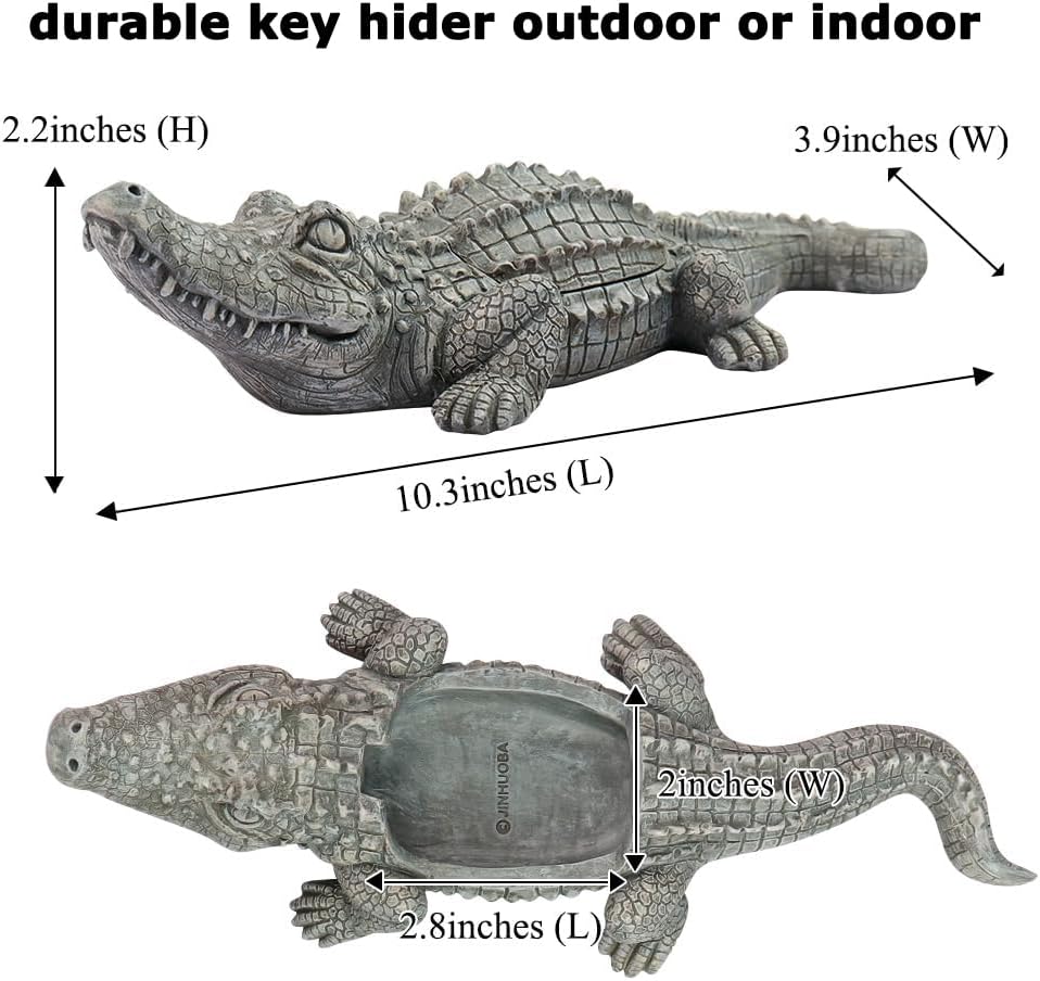 Hide A Key Outside Crocodile Key Hiders, Animal Spare Key Hider Hidden Key Holder Small Alligator Statue for Garden Outdoor Indoor or Yard