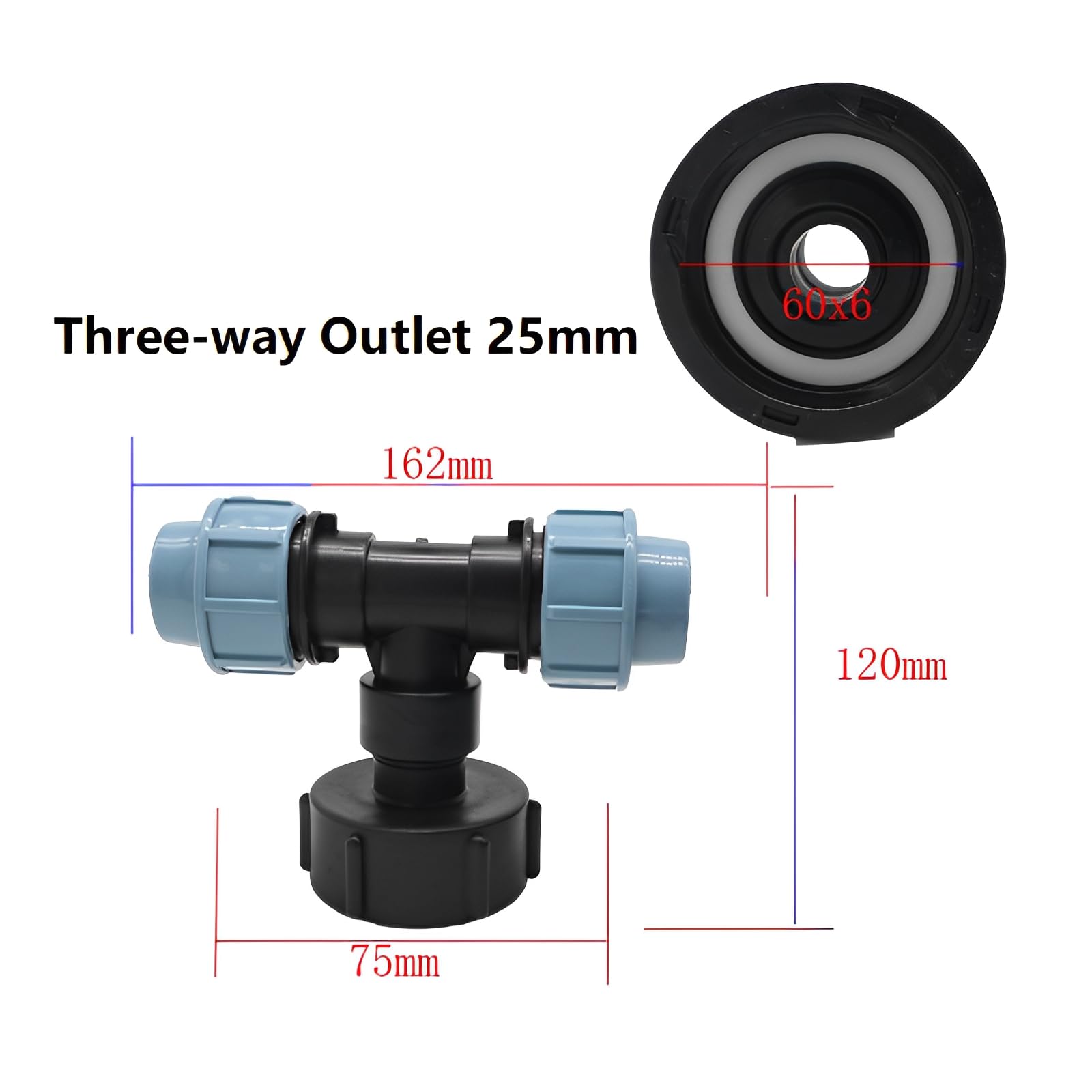 MiJunHD IBC Water Tank Pipe Three-way Outlet 25mm Joints Garden Water Connectors Tank Adapter For Tank Elbow Outlet Watering Irrigation Adapter Tool - Image 2