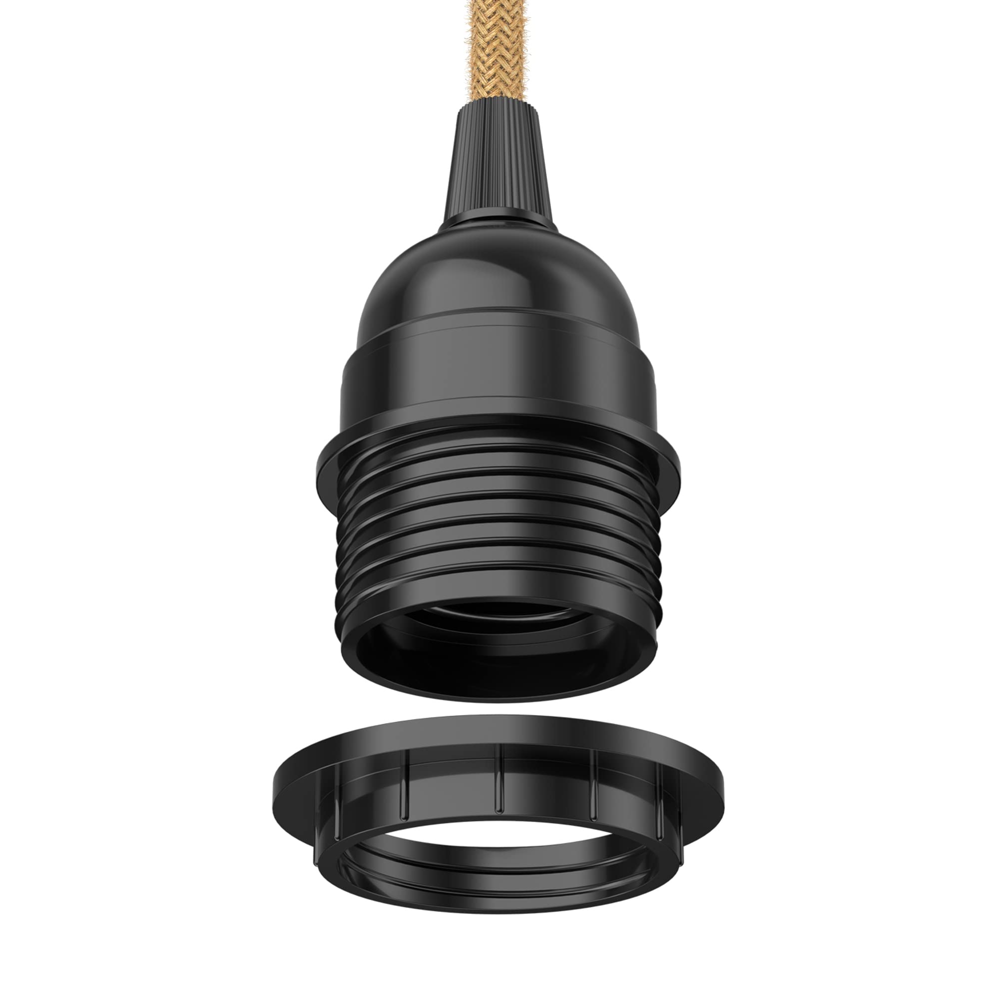ledscom.de 3 szt. przewody konopne/przewody tekstylne LEKA, wtyczka, przełącznik, beżowe, 4,5 m, oprawka lampy, 1x E27, maks. 60 W