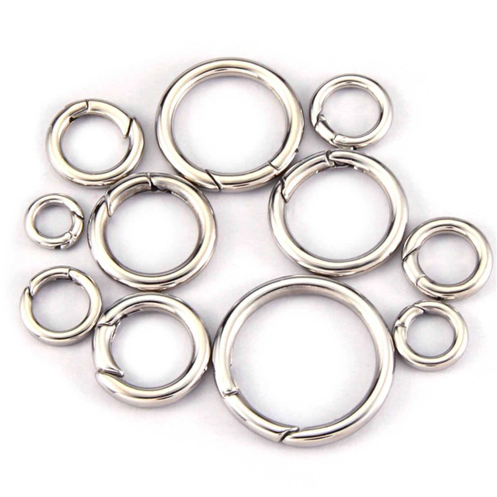 20pc Stainless Steel Keyring Spring Clasps for Keychain Key Holder Polishing Openable Round Ring Carabiner Jewelry DIY for Keyrings,Wallets(28mm)