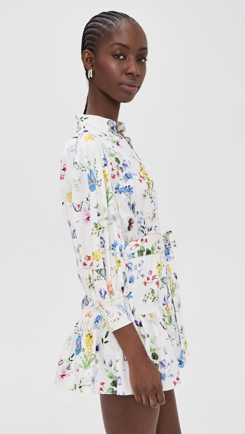 alice + olivia Women's Cora Tiered Mini Shirt Dress