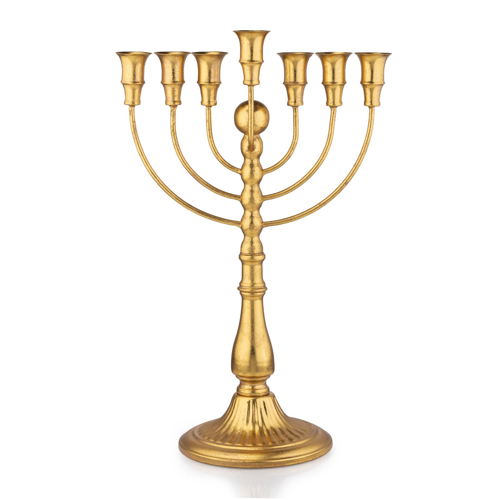 AimtoHanukkah Menorah 7 Branch,Decorative Menorahs Candle Holder for Chanukah,7 Arm Candlestick Holder Ceremony Candlelight Set of 1(Gold)