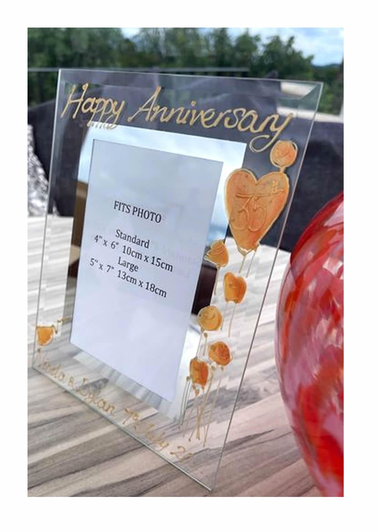 Dreamair Clear Personalised 35Th Wedding Coral Anniversary Photo Frame (P) (7X5) Flower