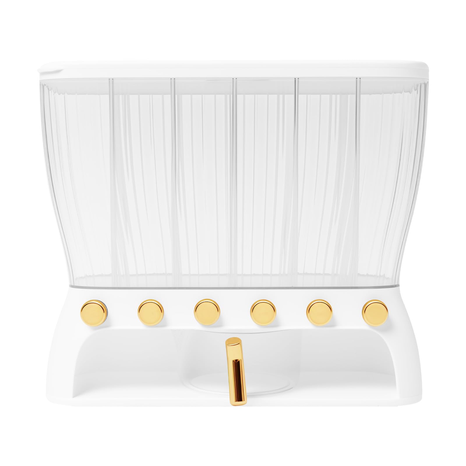 Weiß Gold Müslispender, Reisspender Cerealienspender mit 6 Gittern Reisaufbewahrungseimer Getreidespender Körner Lagerung, für Müsli Cornflakes Cerealien 42 * 16.5 * 36cm