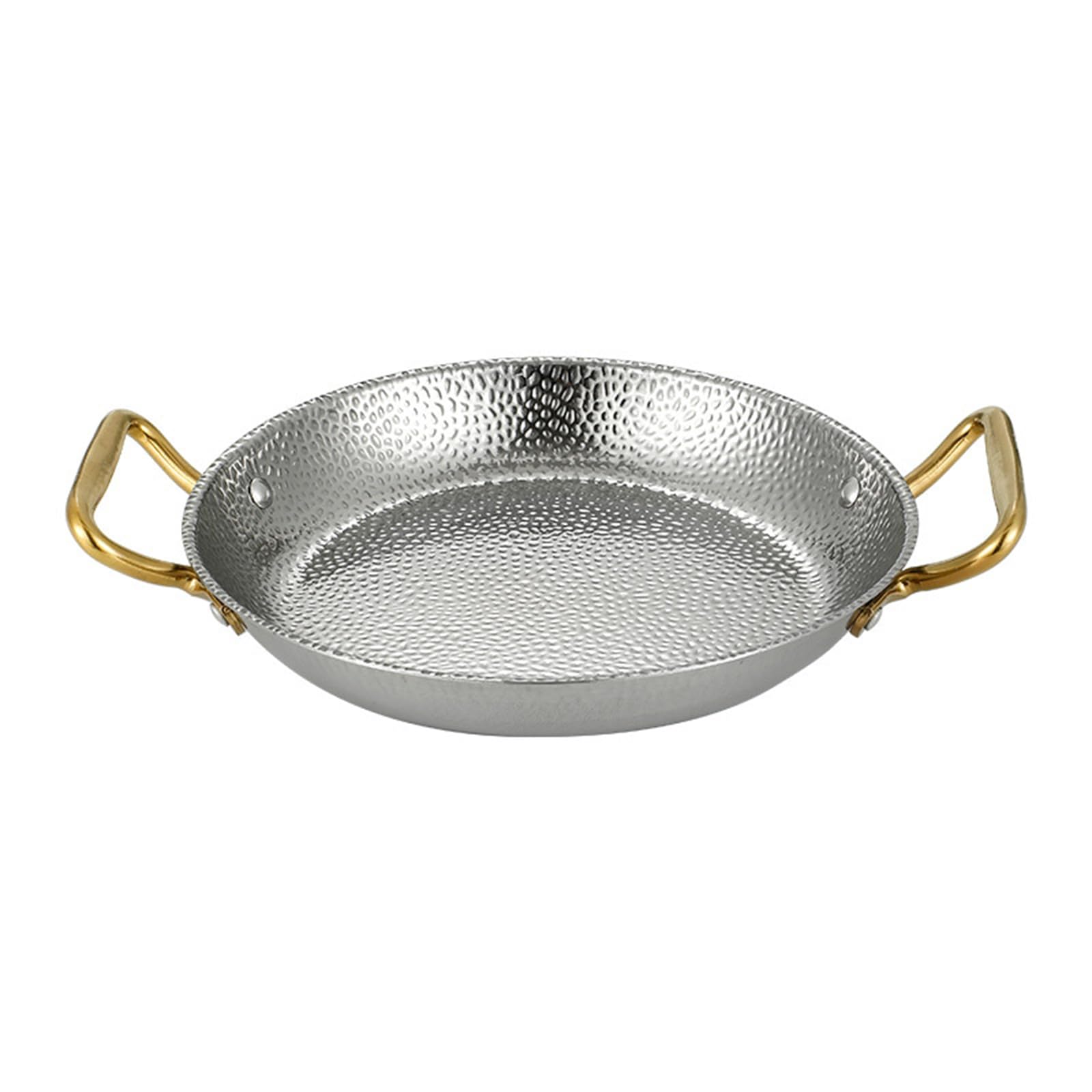 Paellera española de 5 tamaños, Acero Inoxidable 304, Fondo Plano, Antiadherente, para mariscos, con Mango Doble remachado, para Cocina casera y de Restaurante, 30 cm, Color platea