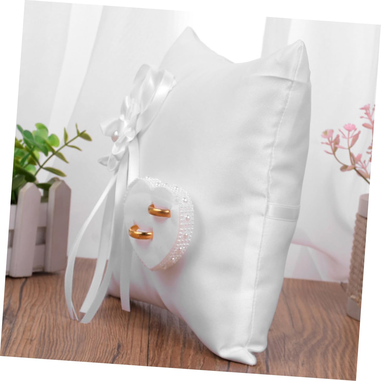 KOMBIUDA 1pc Elegant Pillow Imitation Soft Embroidered Cushion for Wedding Ceremony Engagement and Special Occasions Bearer Accessory