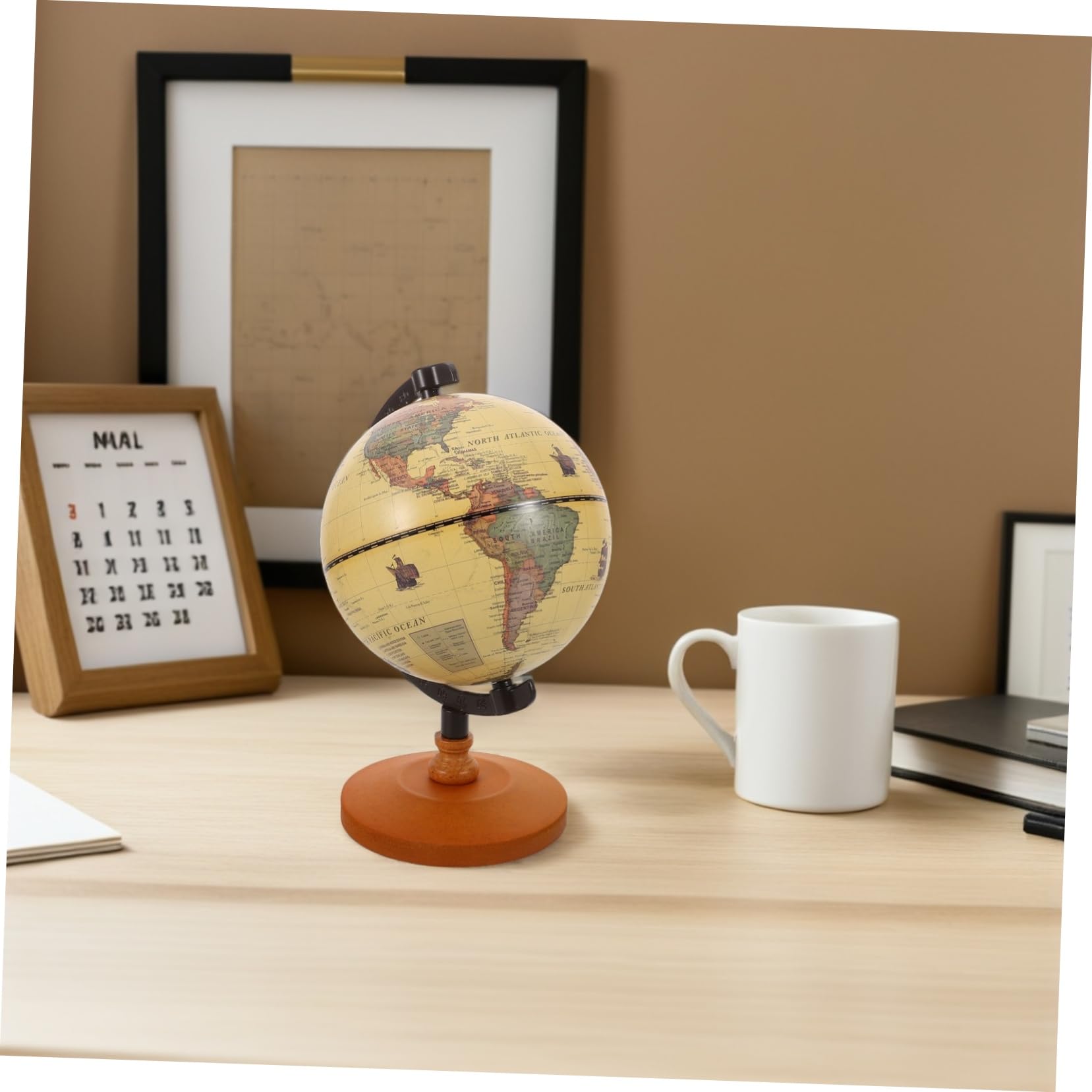 Vintage-weltkugel Für Den Schreibtisch: Elegante -skulptur Als Dekoration Mit Ständer Für Zuhause Oder Büro – Geographie-lernhilfe Für Die Schule