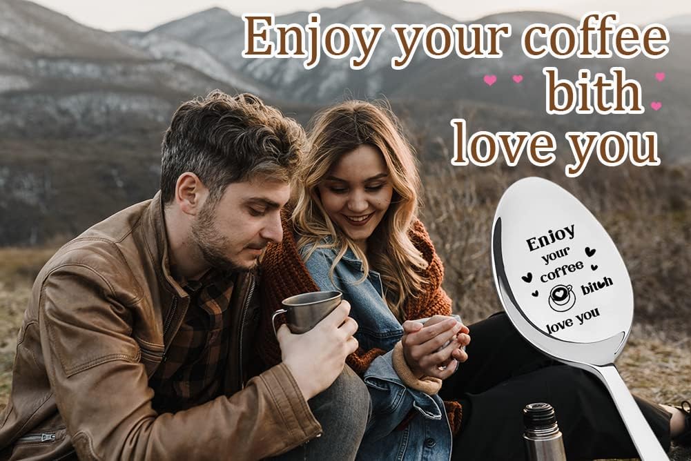 Enjoy Your Coffee Spoon for Best Friends, Boyfriend, Husband - Anniversary Birthday Gift for BFF, Bestie - Funny Stir Spoons for Coffee Lovers, Women, Men image 3