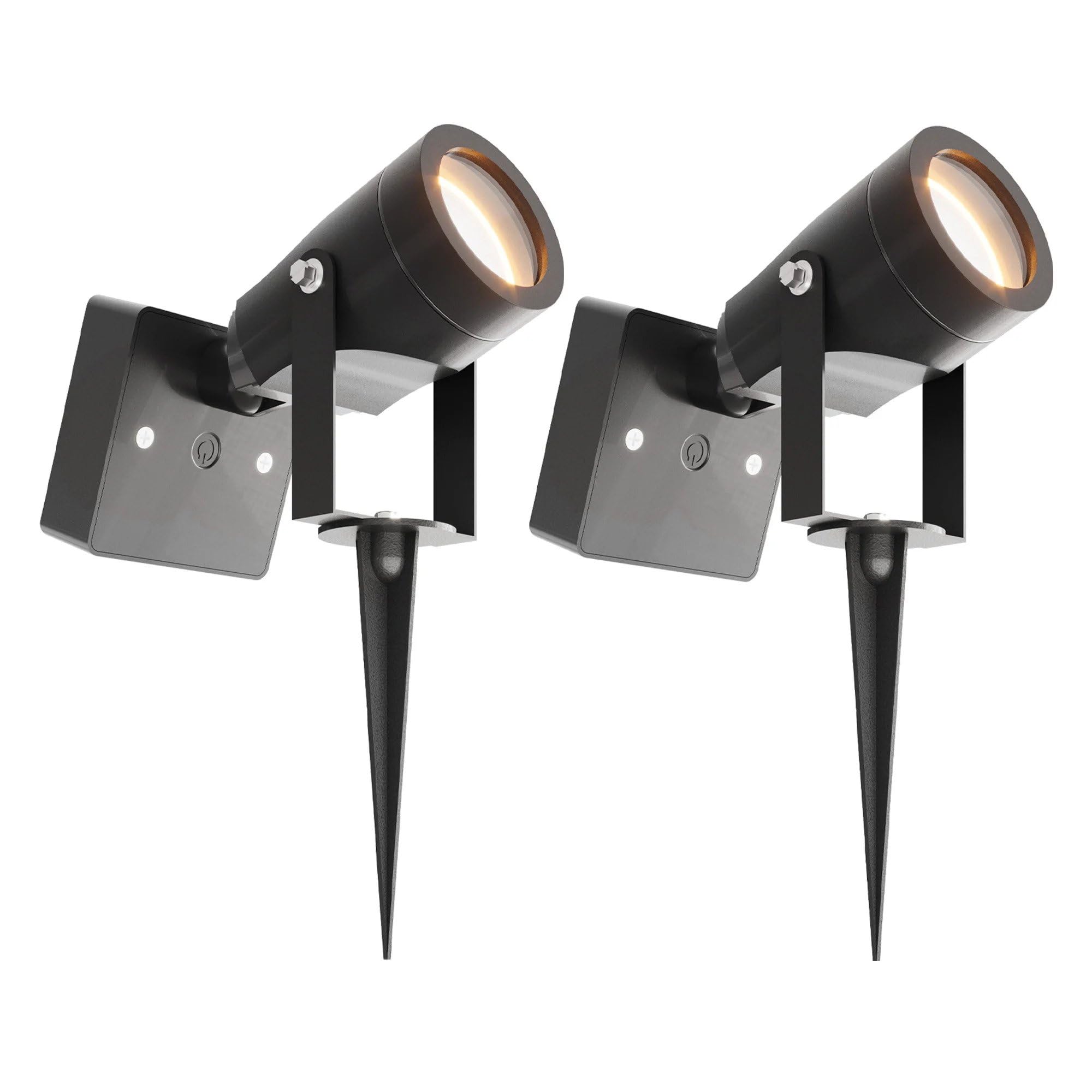 Ledvion 2er Set Gartenstrahler mit Erdspieß IP44 1W 3000K GU10 | Kabellose Akzentbeleuchtung fuer Garten Terrasse Einfahrt Wege und Beete