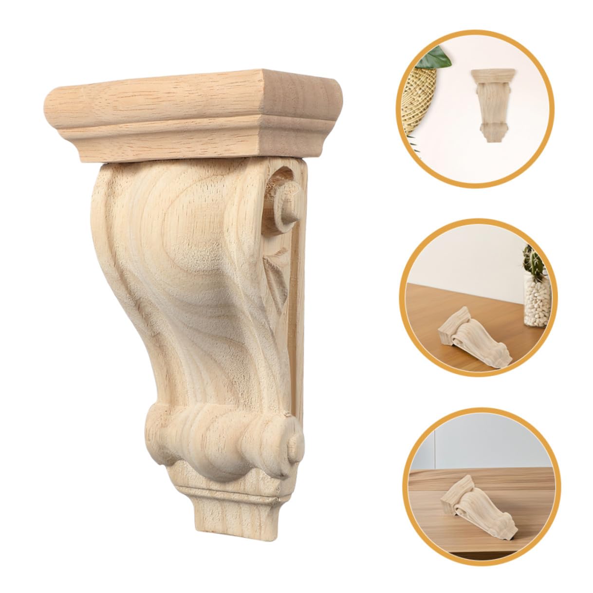 Ménsulas de Madera Tallada Estilo Europeo Detalles Hechos a Mano, Diseño Elegante y Fácil Instalación para Chimeneas y Muebles, Pack de 2 Unidades