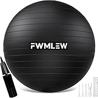 FWMLEW Extra Thick Anti-Burst Yoga Ball - Heavy Duty Stability Gym Ball for Fitness, Core Workouts, Pregnancy & Office Chair, 5 Sizes + Quick Pump