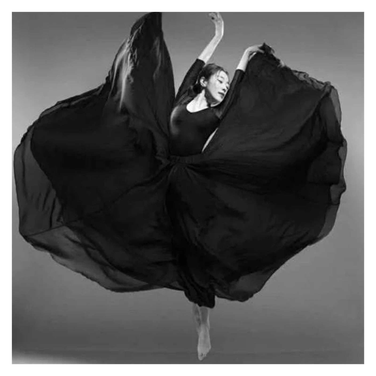 Jupe Longue Femme Jupe de Danse lyrique for Femmes, Double Couche, en Mousseline de Soie, Taille élastique, Grande Jupe Longue for Les Festivals de Danse