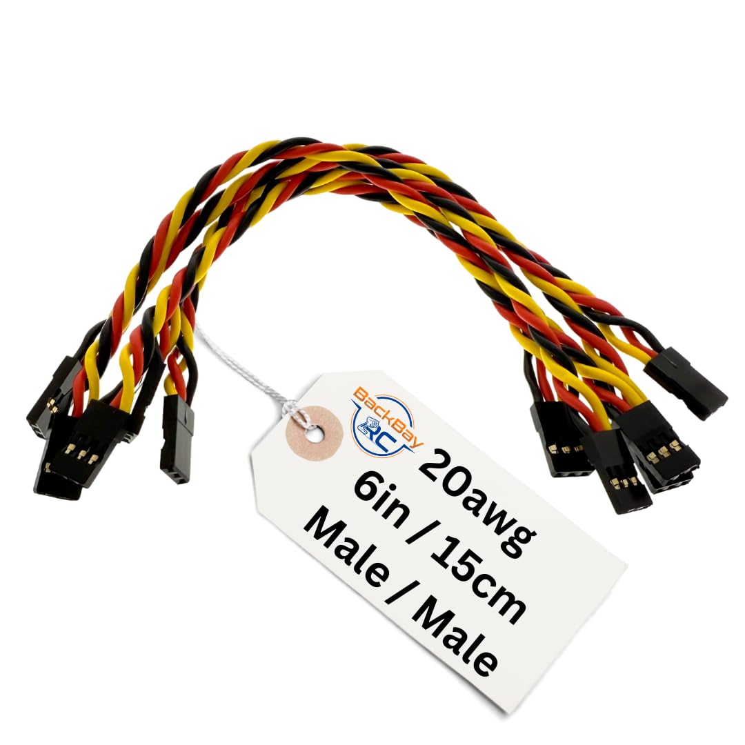 BackBayRC - 6in 20awg Male/Male Universal Servo Extension - 5 Pack