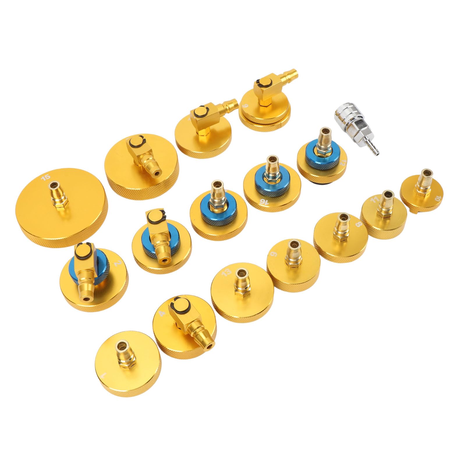 Brrnoo Kit di Spurgo del Freno, Kit di Spurgo del Freno a Pressione Adattatore per Sanguinamento a Cilindro Master in Alluminio Set 17pcs Fluido Freno Kit Kit di Scarico del Freno