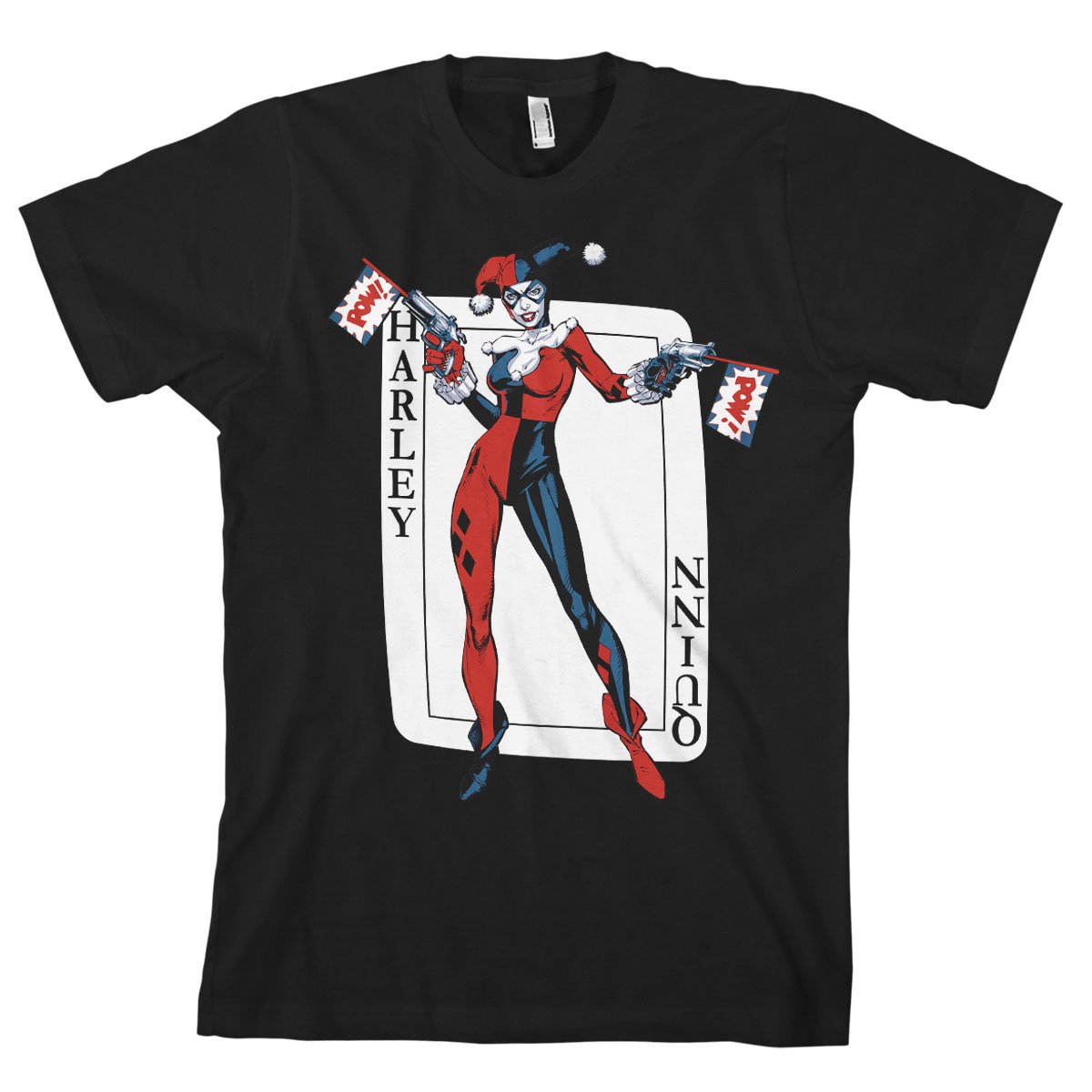 BATMANOfficially Licensed Harley Quinn Card Games Mens T-Shirt (MulticolouRed)