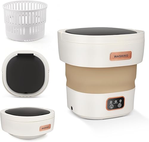 Lavadora portátil, mini lavadora mejorada de 15 litros con cesta giratoria, 3 modos de limpieza, lavadora plegable para viajes, camping,