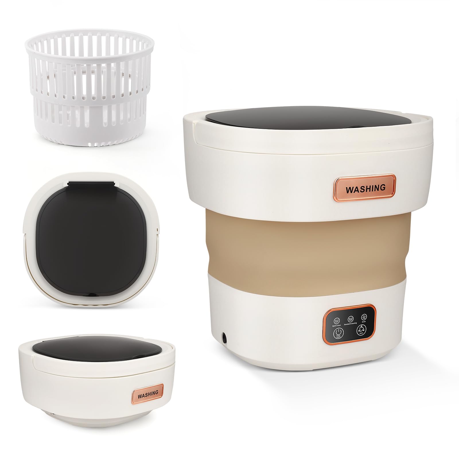 Machine à laver compacte pliable 15 l avec 3 modes de nettoyage et fonction d'essorage, économie d'eau et d'énergie, idéale pour appartements, vêtements de bébé, intérieur et animaux domestiques