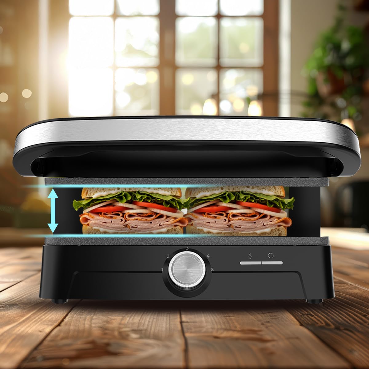 Cecotec Gril Électrique avec Grill Rock'nGrill 2000 Full Open. 2000W, Ouverture 180º, RockStone Antiadhérent, Plaque Flottante, Bac Récupérateur de Graisse, Rangement Vertical, 279x229 mm