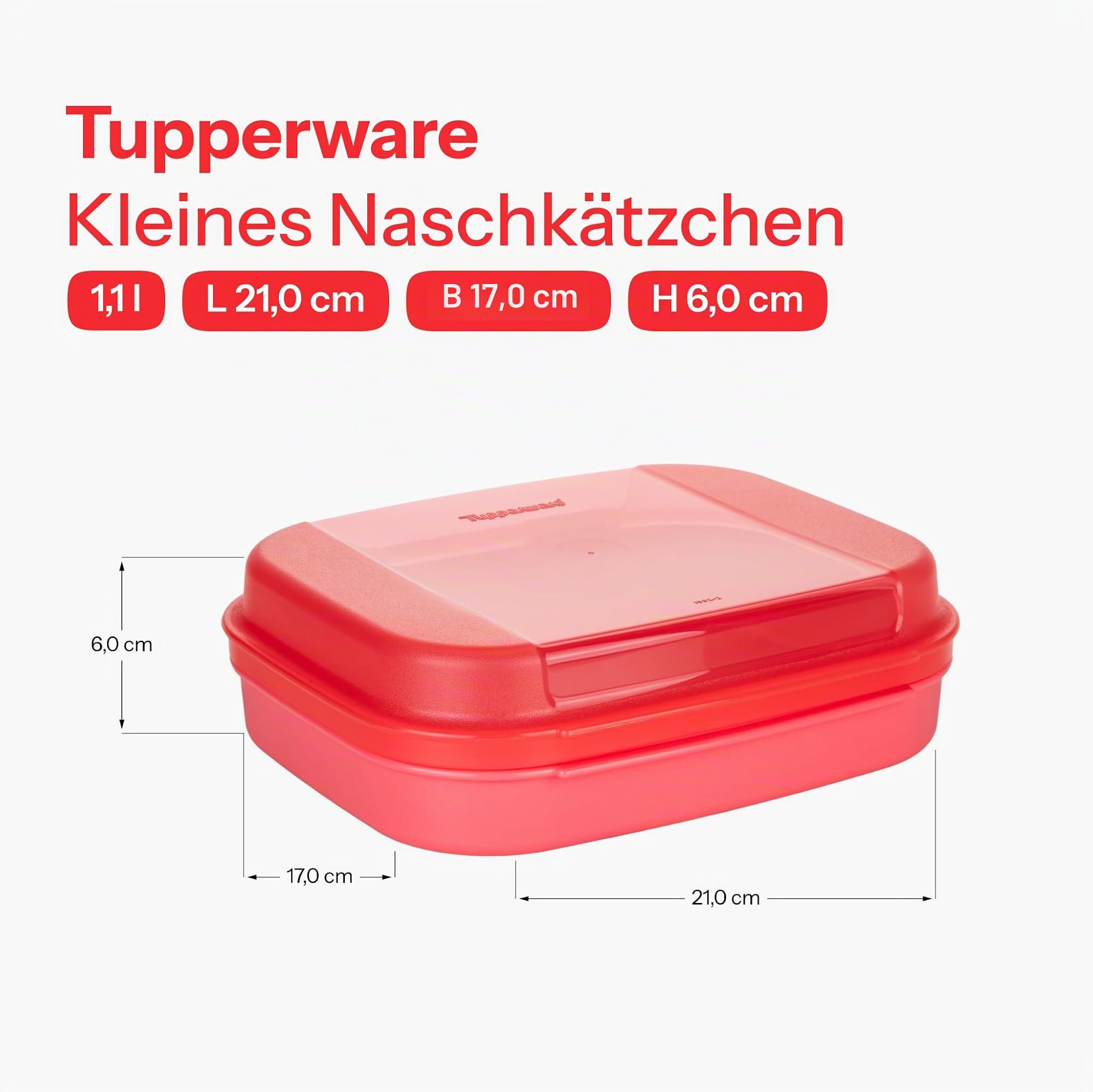 Tupperware Naschkätzchen 1,1 L orange + 1,1 L rot Bellevue Vorratshaltung Vorrat Apollo Brotdose Keksdose Vorratsdose (inkl. Schmetterling-Klammer)