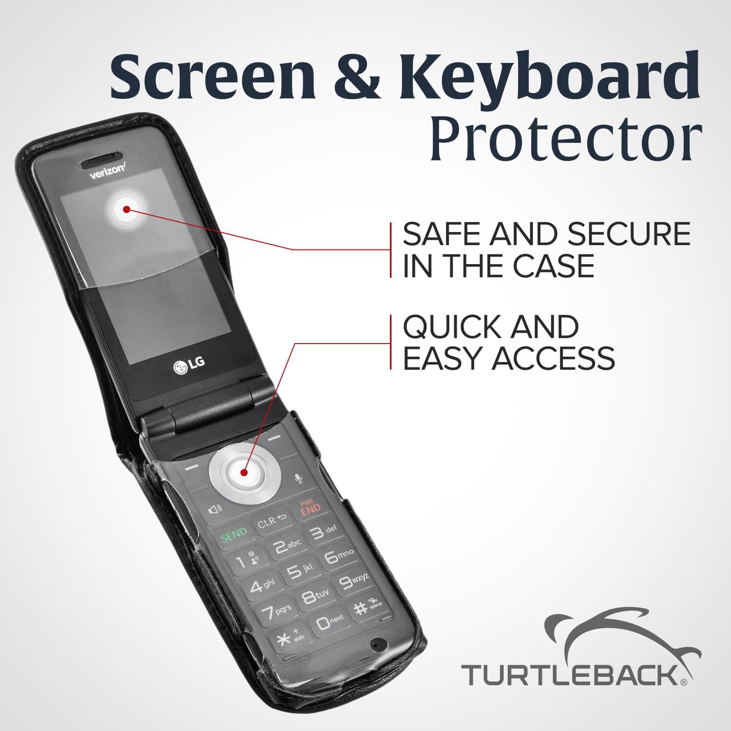 Turtleback Fitted Flip Phone Premium Case Designed for LG Exalt LTE VN220 4G – Heavy-Duty Black Leather Phone Holster with Ratcheting, Removable Plastic Belt Clip