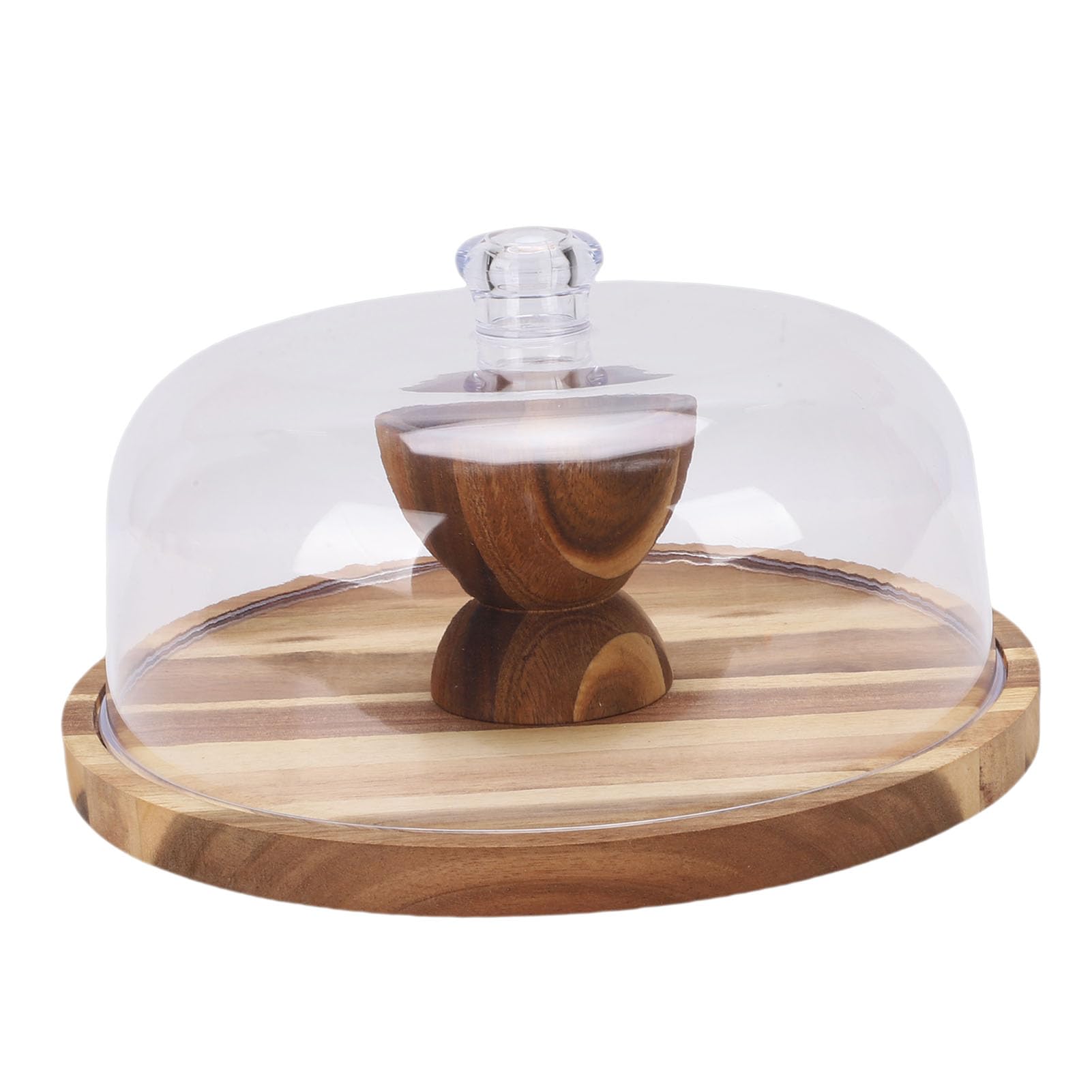 Alzata decorativa in legno per torte, con coperchio trasparente, per matrimoni, feste di compleanno, dessert, frutta, formaggio