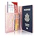 ACdream Passport Holder Cover, Leather Travel Wallet Case, RFID Blocking Document Organizer Protecrtor, with Slots for Credit Cards, Boarding Pass, for Women and Men, Glitter Rose Gold