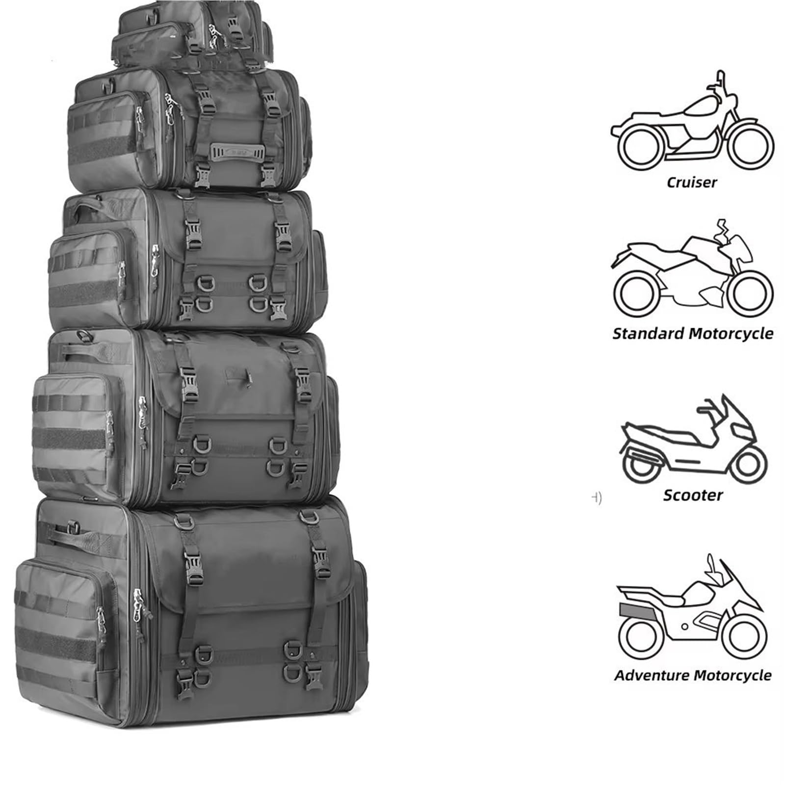 Moto Sacoche Selle Sac De Voyage Pour Siège Arrière Moto Étanche Extensible 19 À 80 L Compatible Avec La Plupart Des Motos