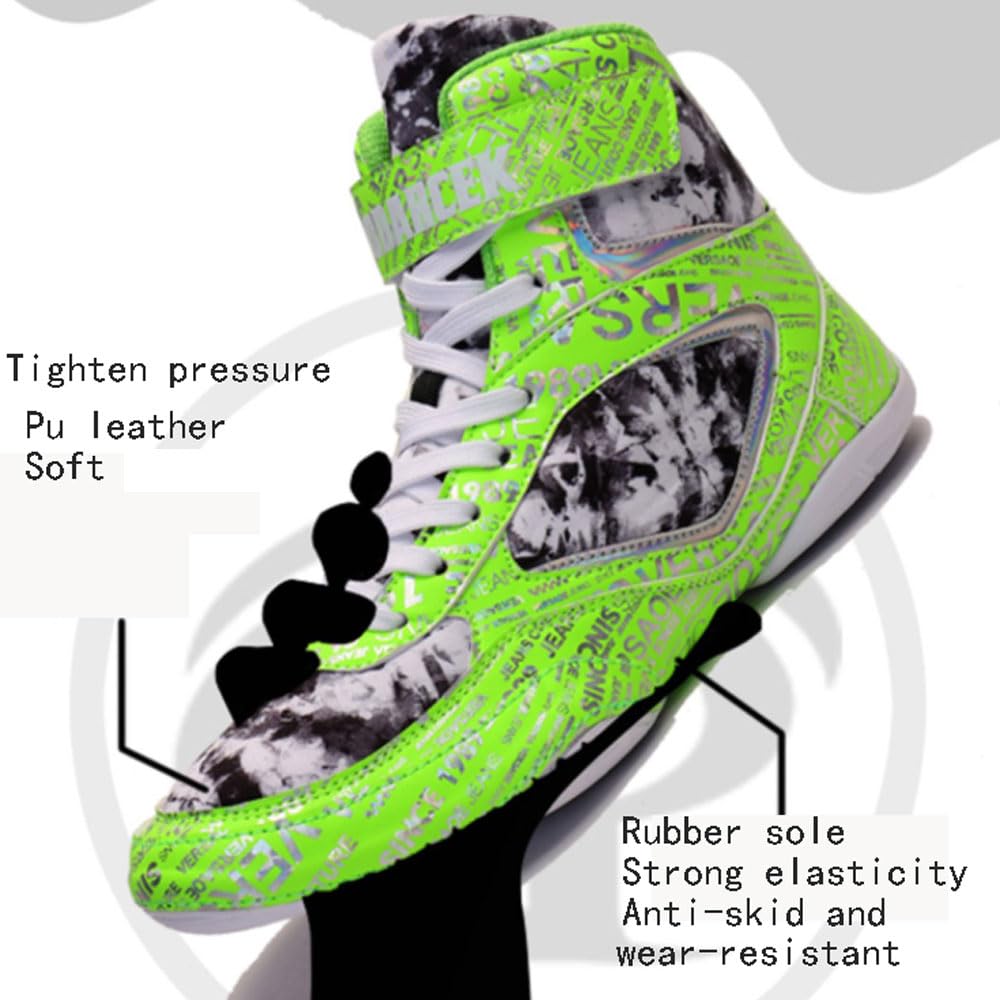 Chaussures de Boxe pour Jeunes Adultes,Chaussures de Lutte pour Hommes et Femmes,Chaussures d'exercice Montantes,Chaussure De Boxe,pour Taekwondo,Boxe,Taichi,Lutte,Compétitions