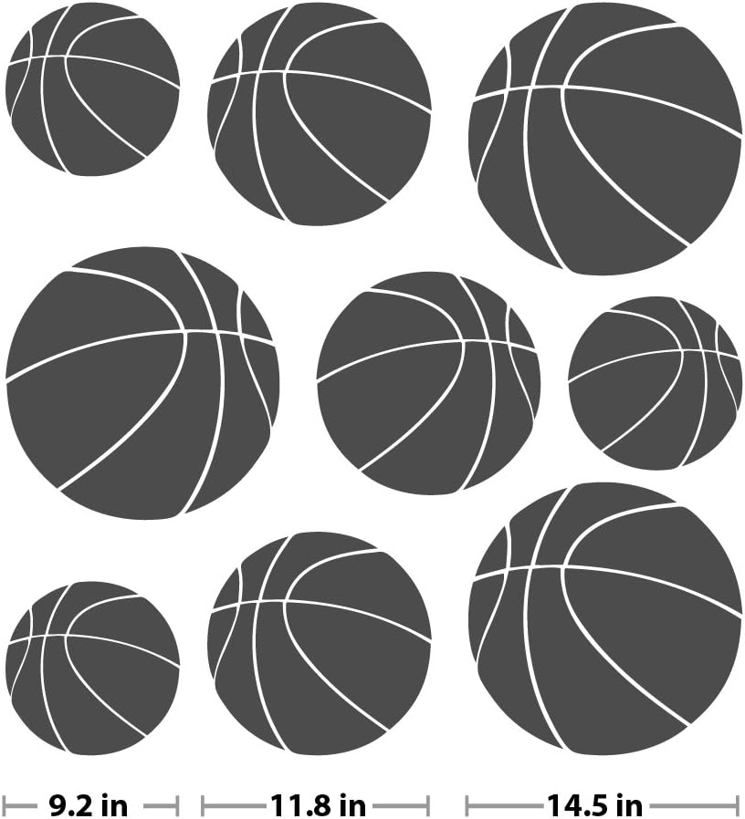 Boys Room Basketball Wall Decals - Room Decor for Kids Removable Sports Stickers [Set of 9] (Persimmon, 40x40 inches)