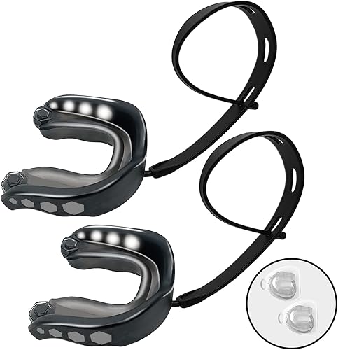 2 protectores bucales deportivos con funda para adultos y jóvenes, escudo de encías, protector bucal moldeable para boxeo, MMA, rugby, artes