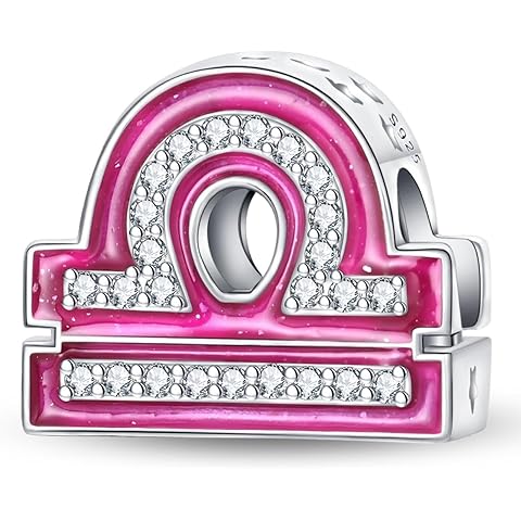 925 Sterling Silver Zodiac Signs Charms Fits Pandora Bracelets Constellation Bead Charm for Bracelets Necklace Pink with 5A Cubic Zirconia for Women Birthday Ceremony DIY Jewelry Gift