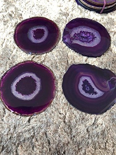 Purple Agate Microcrystalline Quartz Premium Coasters (Set of 4)