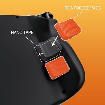 PlayVital Orange Back Button Enhancement Set for Steam Deck LCD, Grip Improvement Button Protection Kit for Steam Deck OLED - 2 Different Thickness