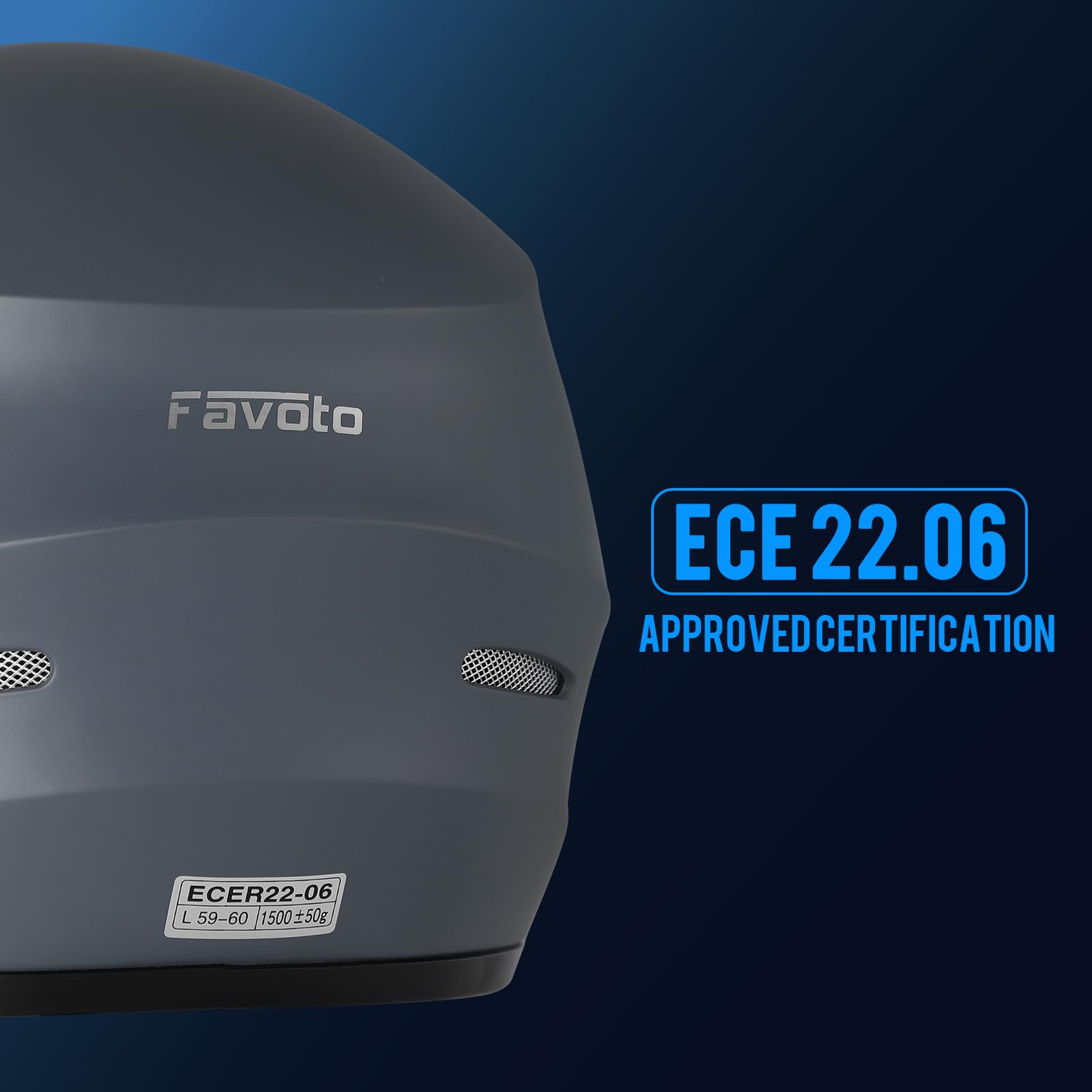 Favoto Kask motocyklowy Kaski pełnotwarzowe dla dorosłych Kask pełnotwarzowy Kask motorowerowy dla mężczyzn Kobiety Oddychający Certyfikat ECE M (57-58 cm) Szary