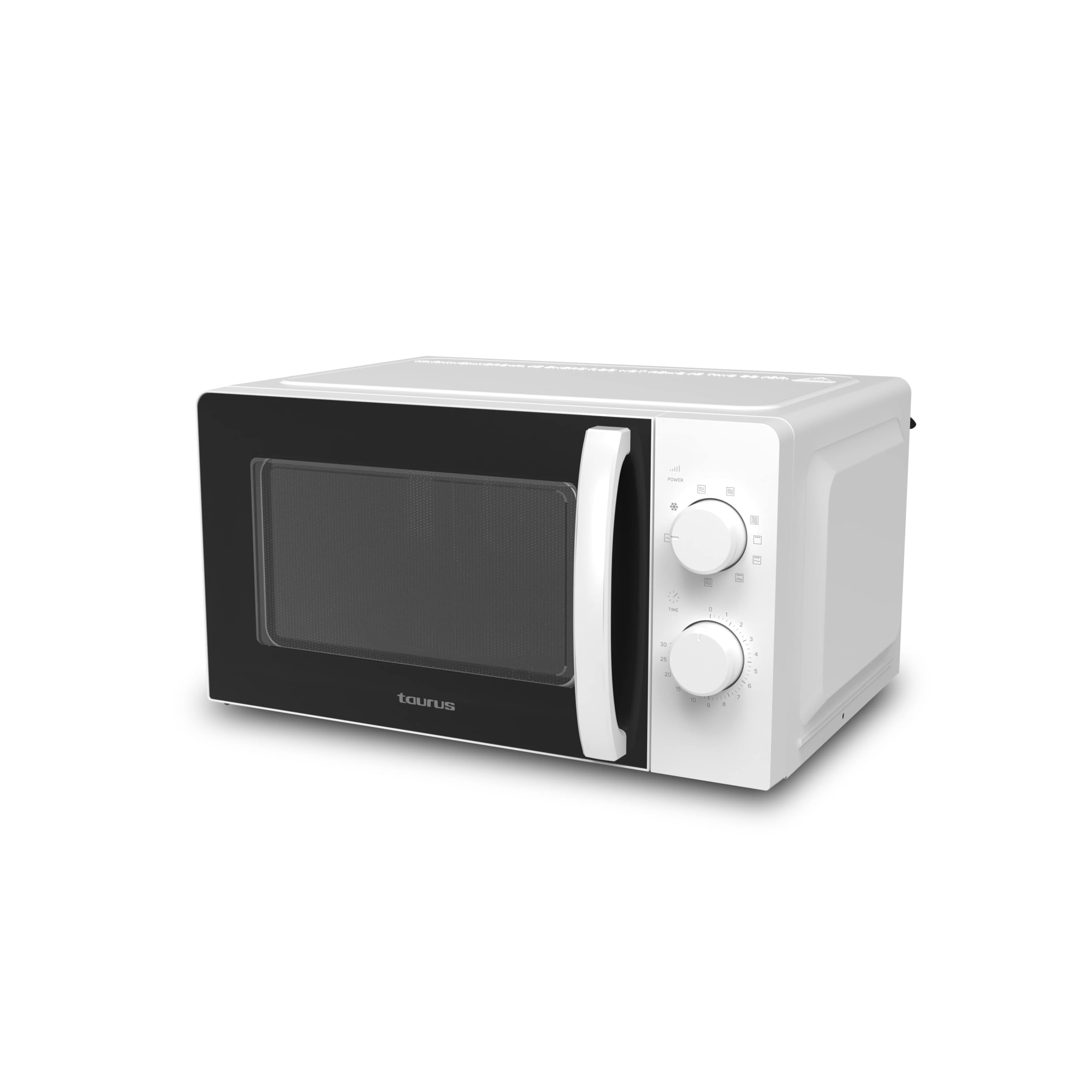 Taurus Instant Grill Microondas con Grill 700W + 900W 20L, Función Descongelar, 6 Potencias, 3 Modos Combinados y Puerta Full Glass