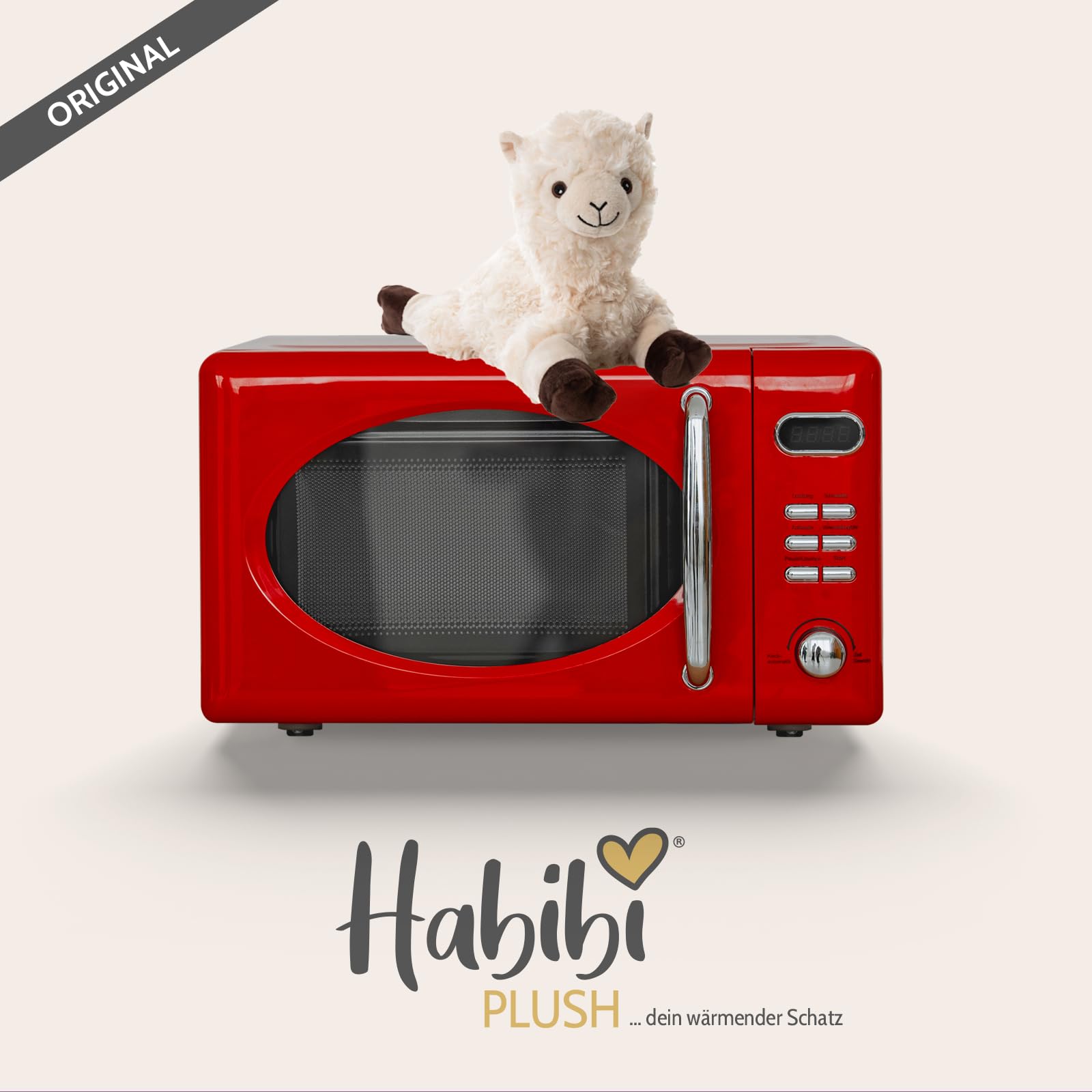 Habibi Cojín Térmico Premium / Juguete de Peluche para Niños y Adultos - Alpaca/Llama 1965 Relleno de Mijo Extraíble - Juguete de Peluche Térmico para Calentar en el Microondas/Horno, También Ideal